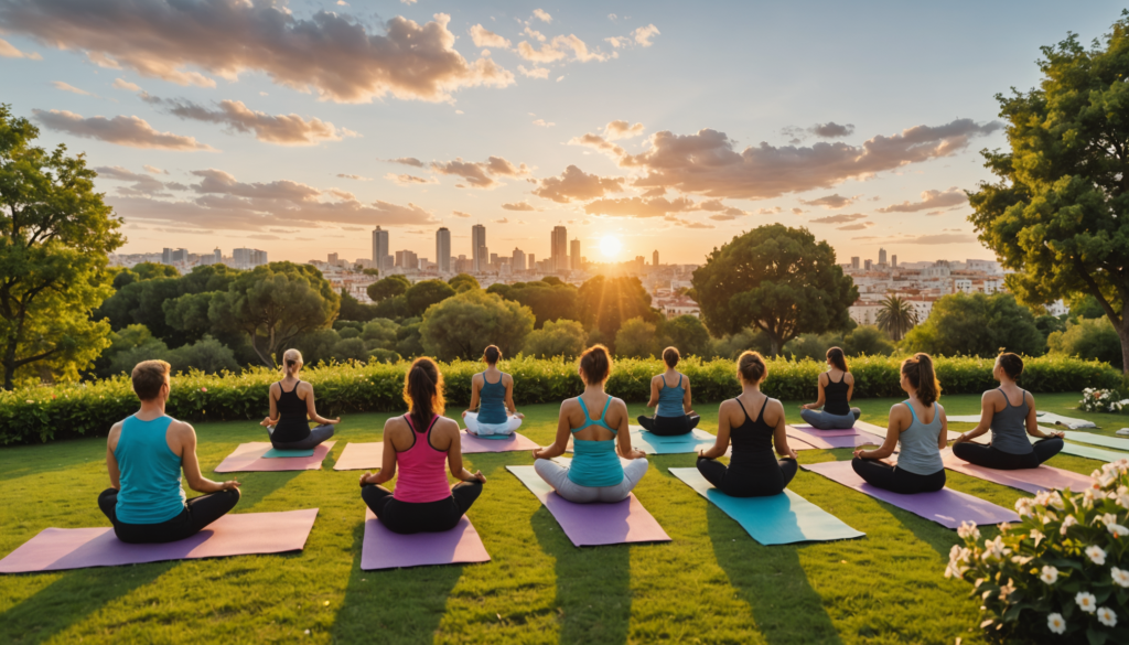 commencez votre journée en harmonie avec la nature grâce à des séances de yoga au lever du soleil dans les parcs urbains des baléares. bien-être, sérénité et énergie positive au cœur de paysages exceptionnels.