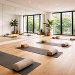 découvrez comment aménager un studio de yoga à montréal en utilisant des miroirs muraux pour agrandir l'espace et des sols en bois naturel pour une ambiance chaleureuse et apaisante.