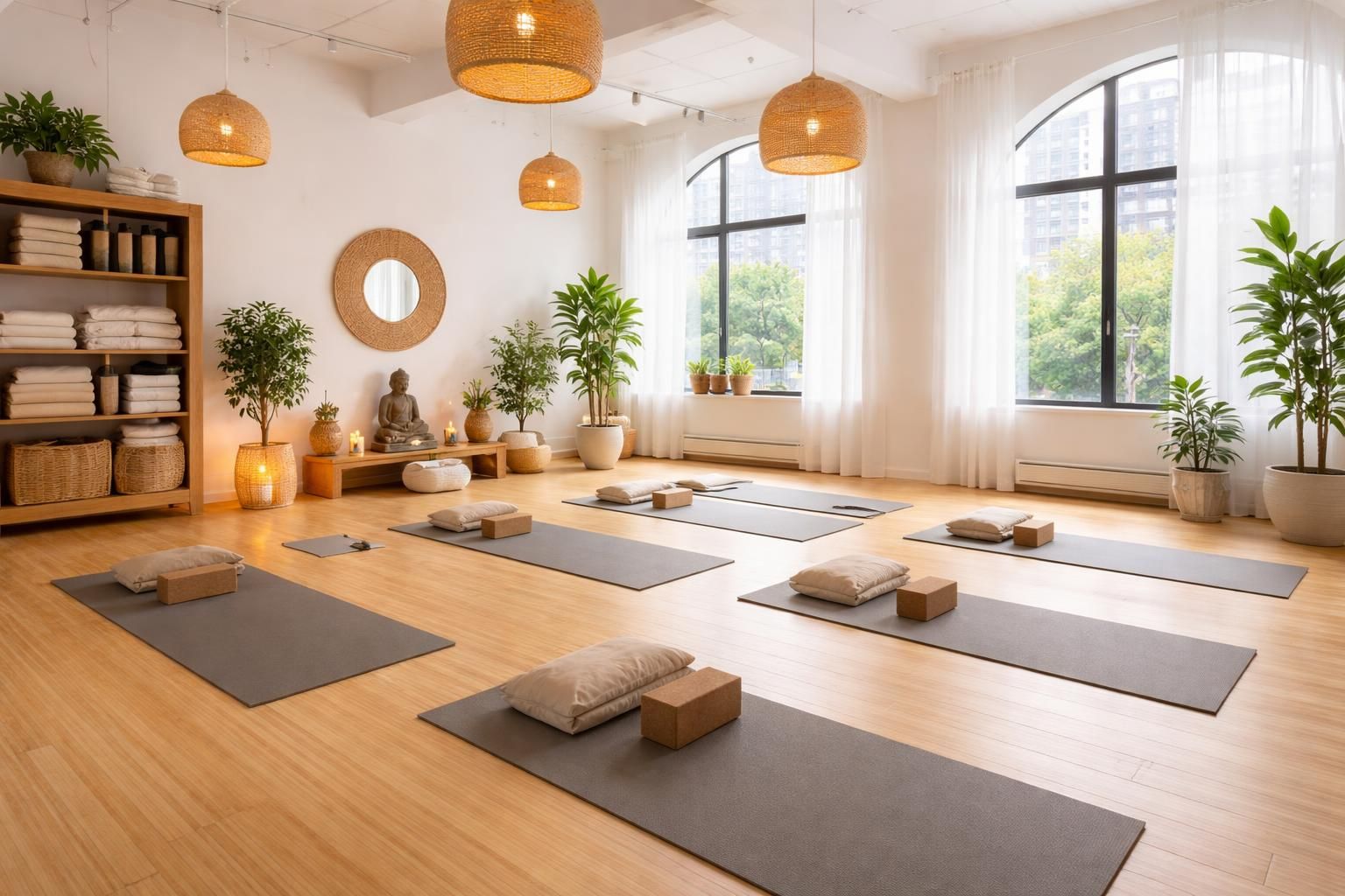 découvrez comment créer un studio de yoga à montréal équipé de parquet en bambou, miroirs muraux et rangements fonctionnels pour un espace zen et harmonieux.